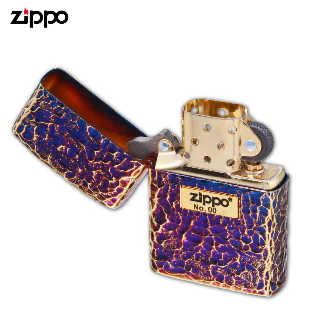 Zippo Armor 162GI-Z5HAMMER Hammered Gold Lighter | 5-Sided Tsuchime Finish with Serial Number