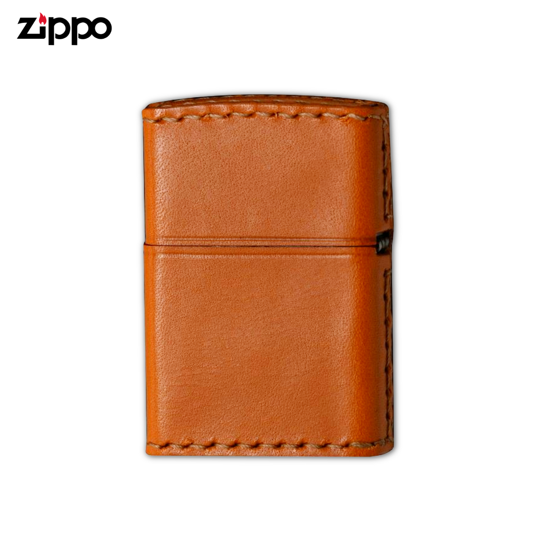 Zippo LB-WG Windy Girl Camel Leather Lighter | Gold Foil Stamp