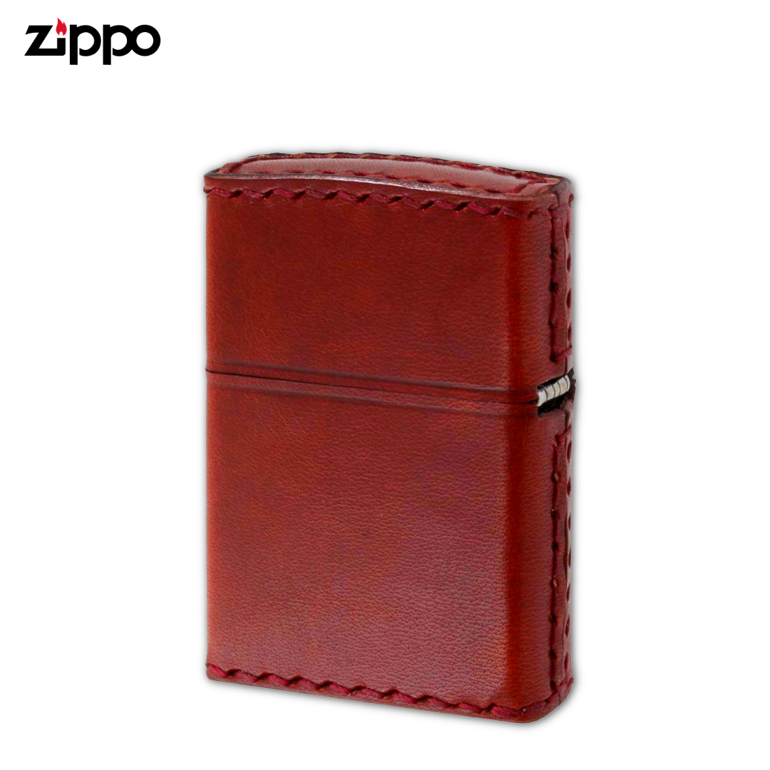 Zippo RD-WS Windy Red Leather-Wrapped Lighter | Silver Foil Stamp