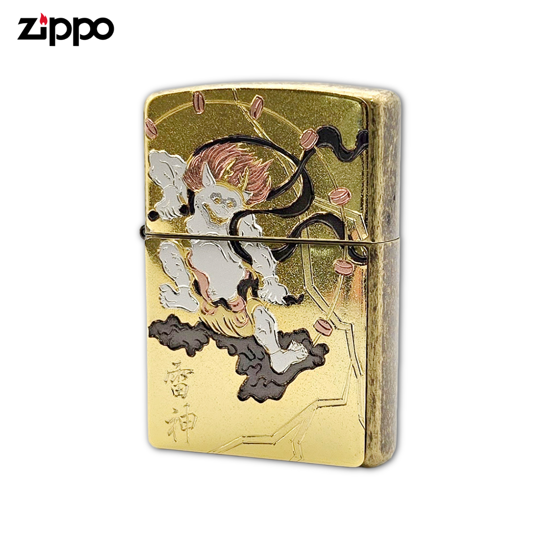 Zippo Raijin Japanese God Lighter | Gold Brass & Electroformed Plate