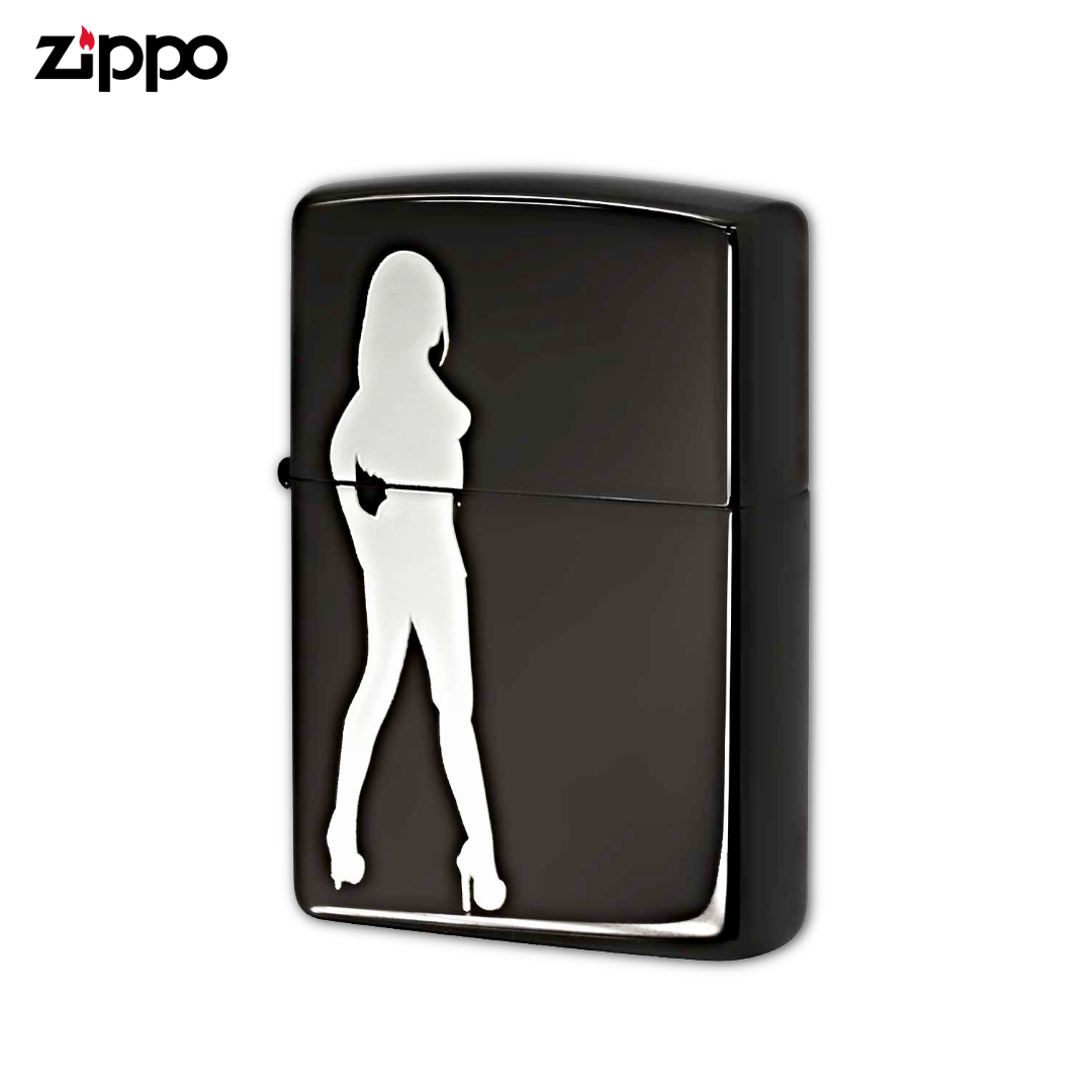 Zippo SG-KD Black Nickel Silhouette Lighter | Discontinued Stylish Figure Design Collectible