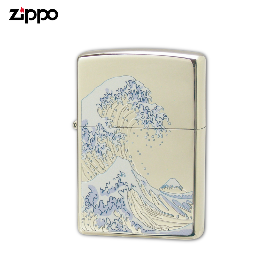 Zippo Wave and Fuji Ukiyo-e Lighter 63520298 | Nickel Etching & Print, Decorated in Japan