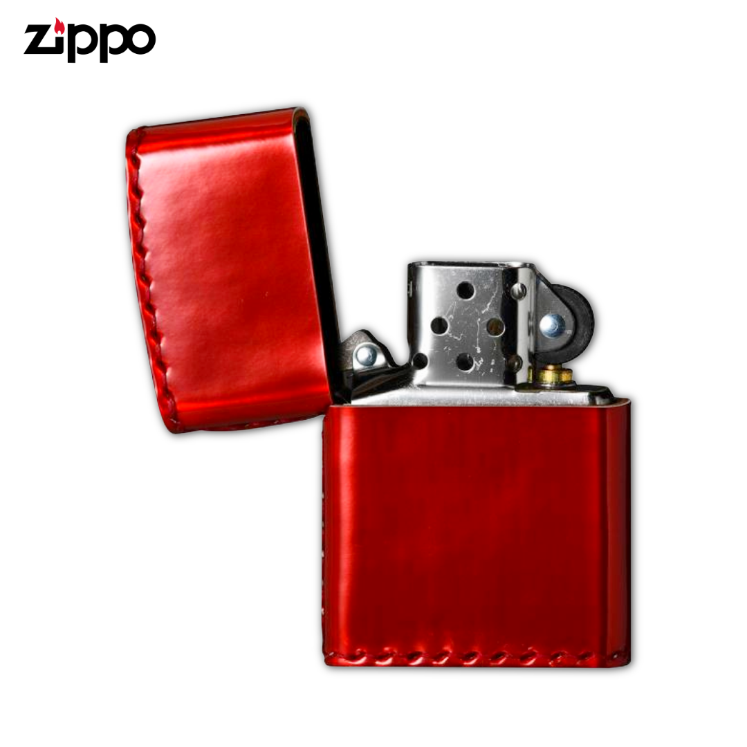 Zippo ZAU Red Aurora Lighter | PVC Enamel Leather Design