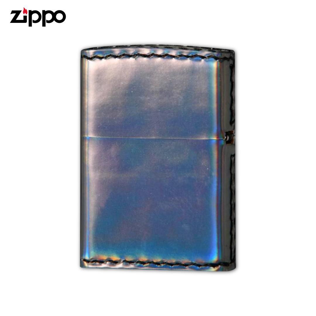 Zippo ZAU Steel Aurora Lighter | Hand-Sewn PVC Enamel Leather