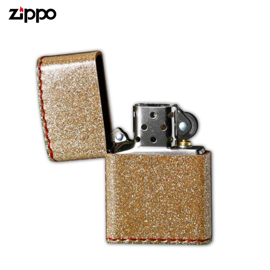 Zippo ZGL Champagne Gold Glitter Lighter ZSGL-SGD | PVC Faux Leather