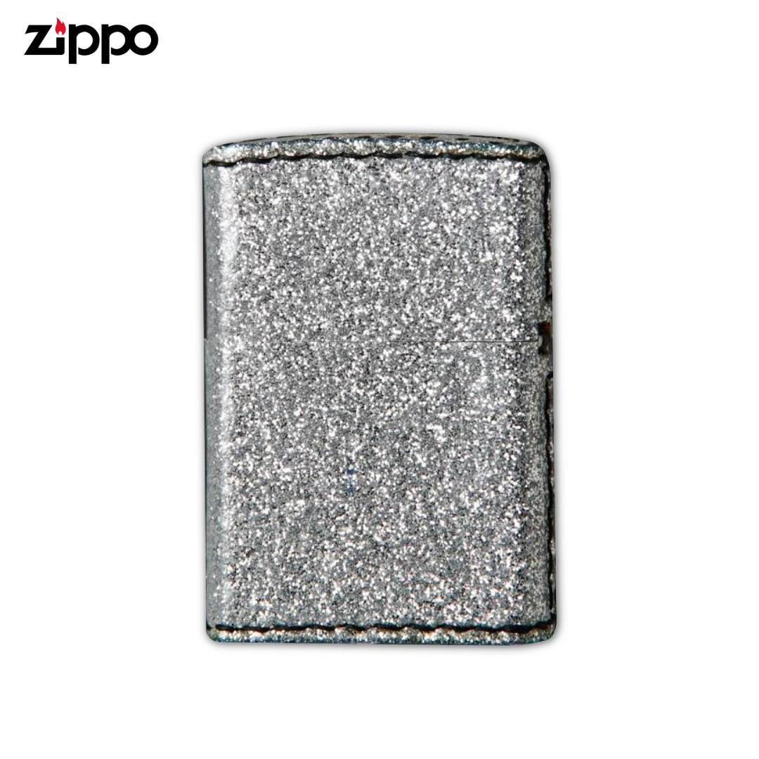Zippo ZGL Silver Glitter Lighter | Hand-Sewn PVC Faux Leather Wrap