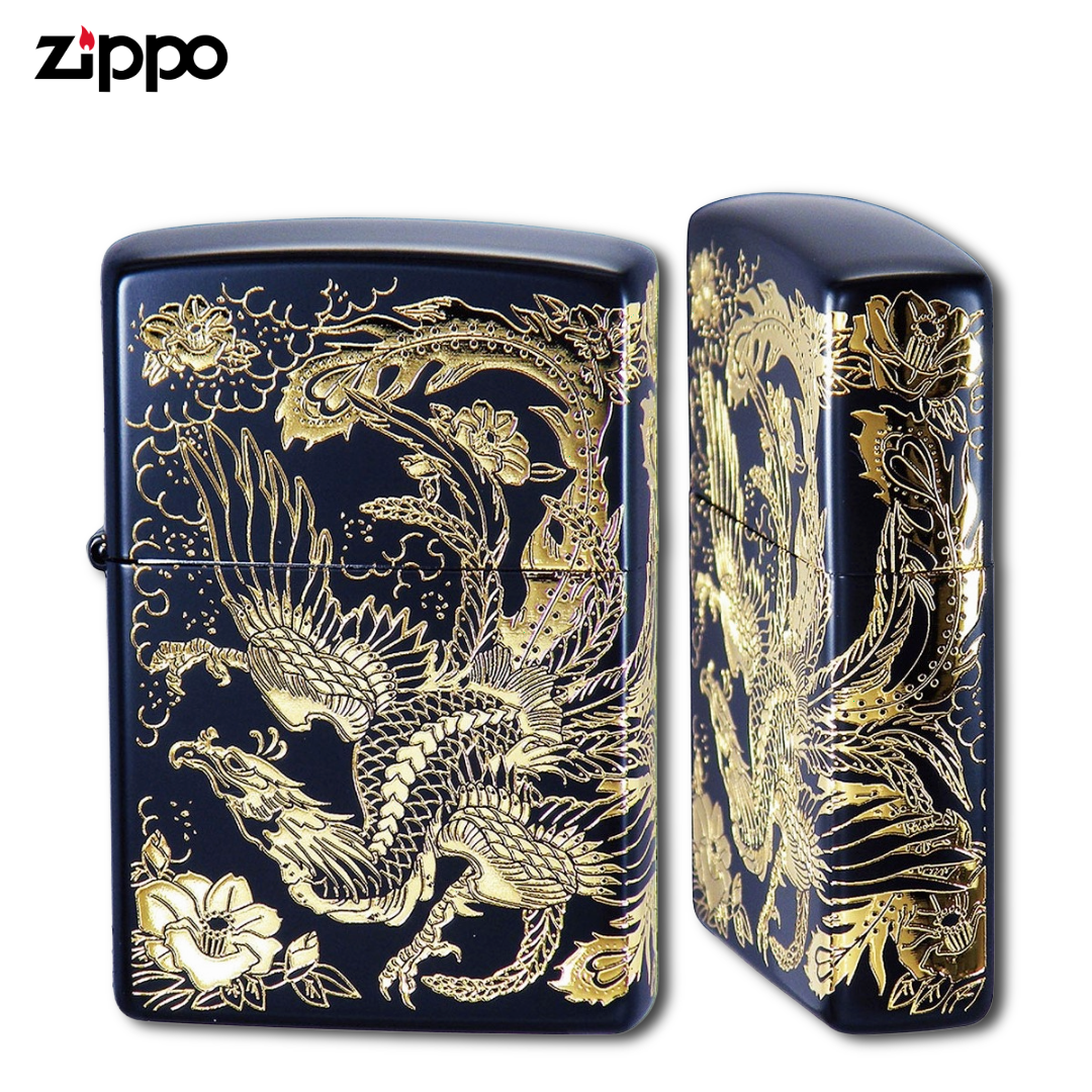 ZIPPO 和柄 フェニックス ライター 黒金 鳳凰 縁起物 ZIPPO