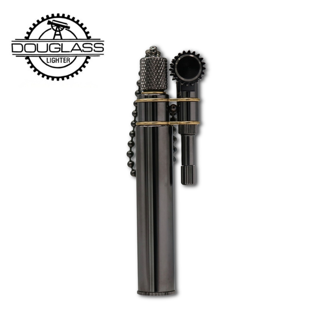 NEO by DOUGLASS Black No.1 Japanese Brass Oil Lighter | Screw-Type Chimney Cap – Made in Japan