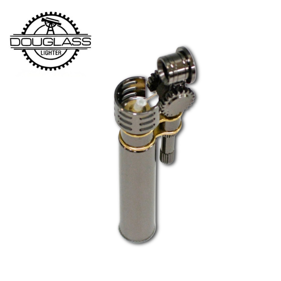 NEO by DOUGLASS Black No.3 Japanese Brass Oil Lighter | One-Touch Black-Plated Design