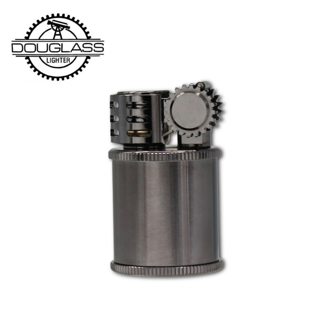 NEO by DOUGLASS Black No.4 Mini Japanese Brass Oil Lighter | One-Touch Black-Plated Design