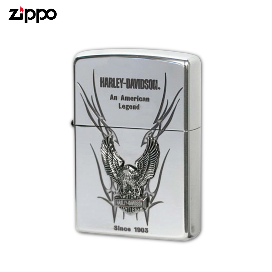 ZIPPO Harley-Davidson HDP-10 Silver Antique Metal Eagle Emblem Oil Lighter